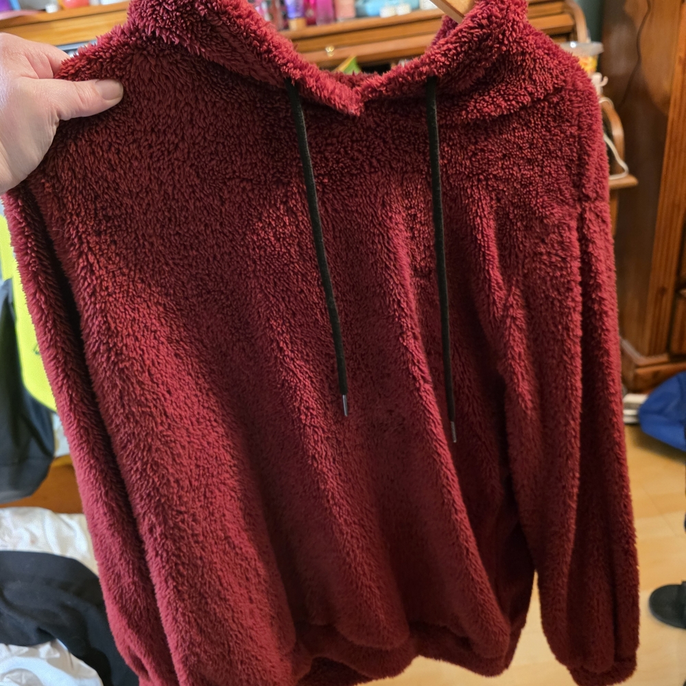 Cozy Burgundy Fleece Hoodie
